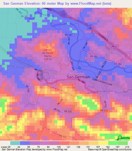 San German,Puerto Rico Elevation Map