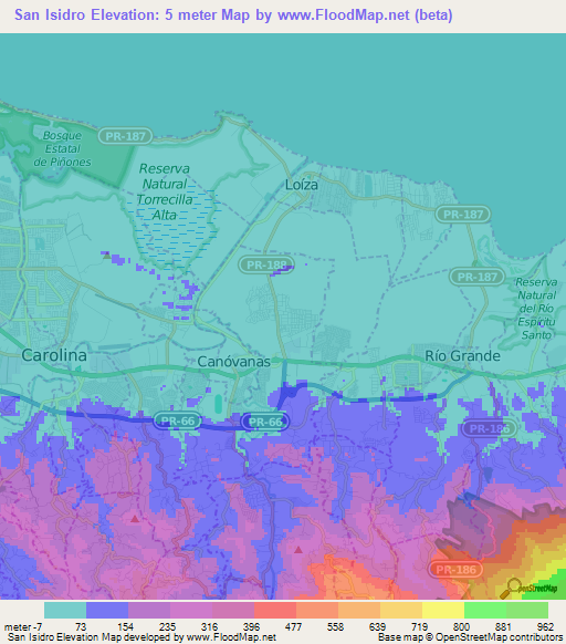 San Isidro,Puerto Rico Elevation Map