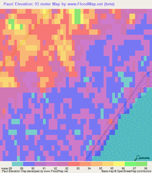 Pauri,Latvia Elevation Map