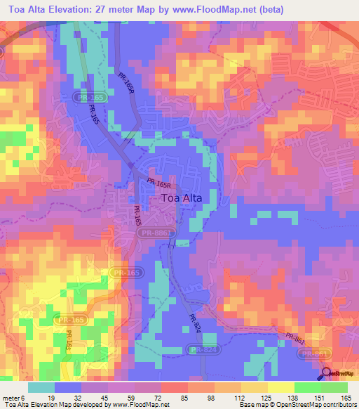 Toa Alta,Puerto Rico Elevation Map