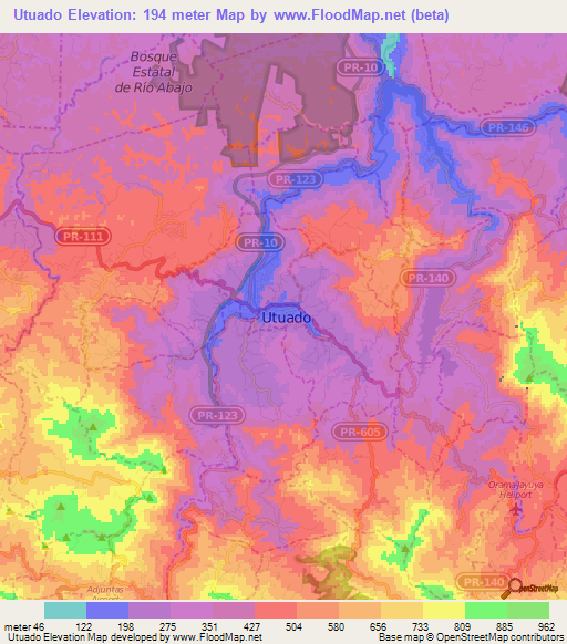Elevation of Utuado,Puerto Rico Elevation Map, Topography, Contour