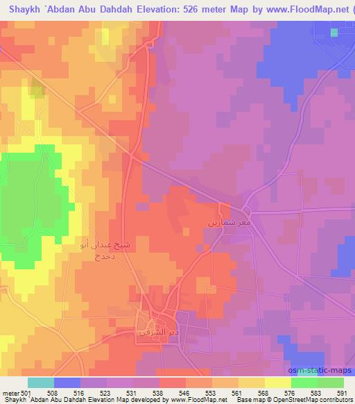 Shaykh `Abdan Abu Dahdah,Syria Elevation Map