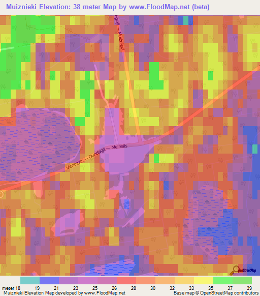 Muiznieki,Latvia Elevation Map
