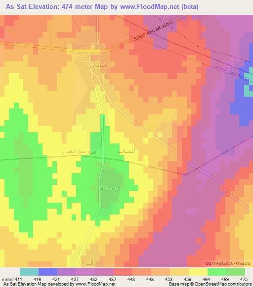 As Sat,Syria Elevation Map