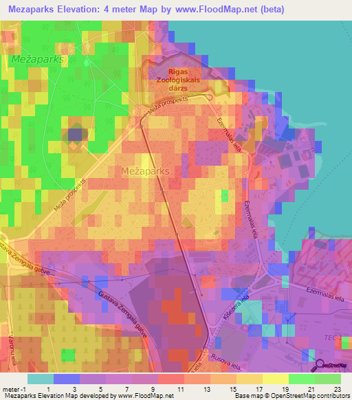 Mezaparks,Latvia Elevation Map