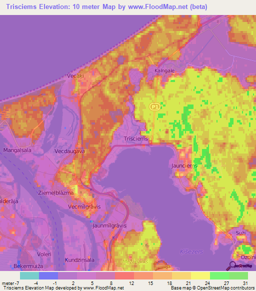 Trisciems,Latvia Elevation Map