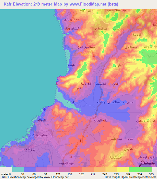 Kafr,Syria Elevation Map