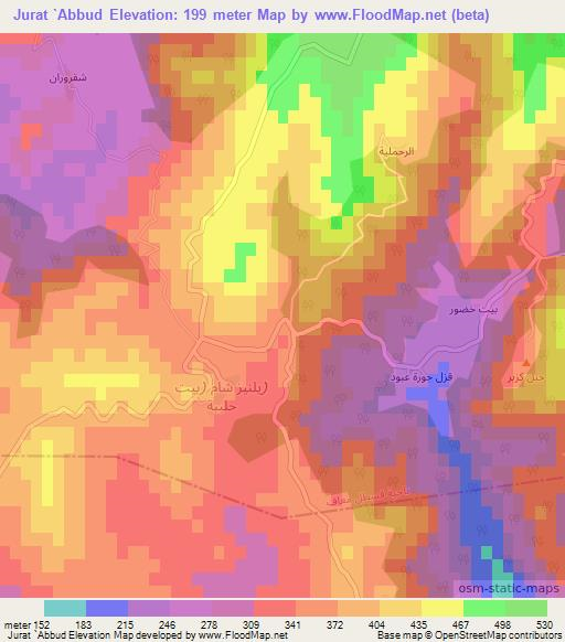 Jurat `Abbud,Syria Elevation Map