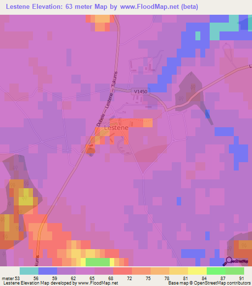 Lestene,Latvia Elevation Map