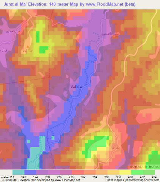 Jurat al Ma',Syria Elevation Map