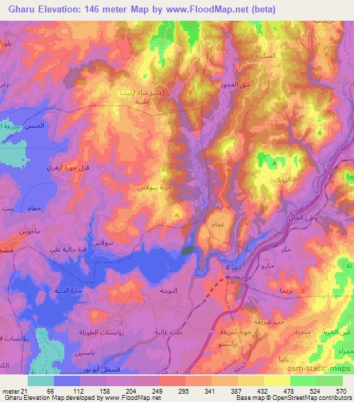 Gharu,Syria Elevation Map