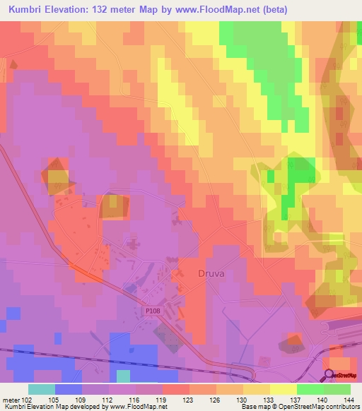 Kumbri,Latvia Elevation Map