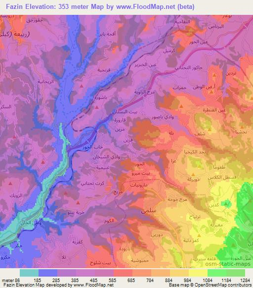 Fazin,Syria Elevation Map