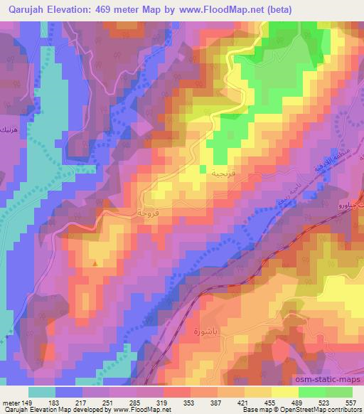 Qarujah,Syria Elevation Map