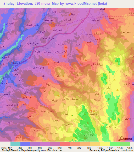 Shulayf,Syria Elevation Map