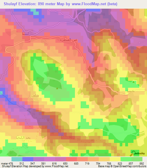 Shulayf,Syria Elevation Map