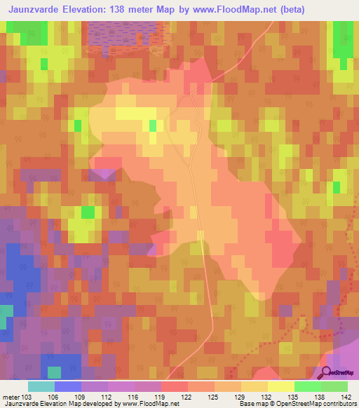 Jaunzvarde,Latvia Elevation Map