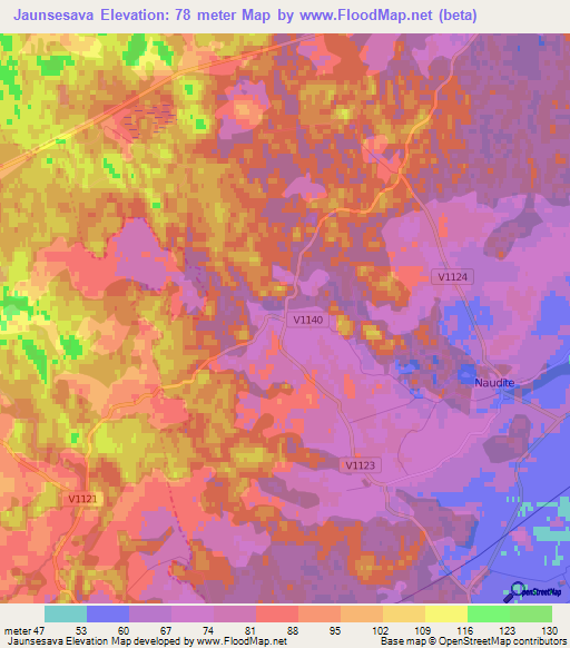 Jaunsesava,Latvia Elevation Map