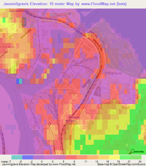 Jaunmilgravis,Latvia Elevation Map