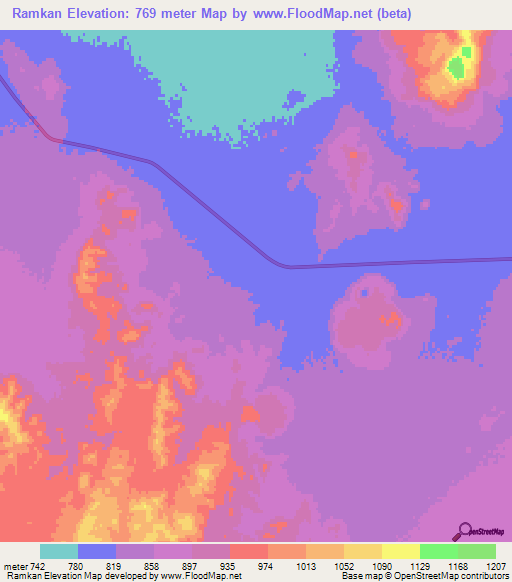 Ramkan,Iran Elevation Map