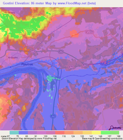 Gostini,Latvia Elevation Map