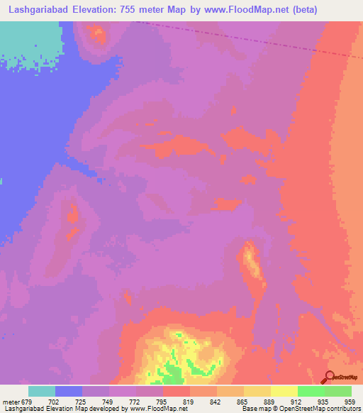 Lashgariabad,Iran Elevation Map