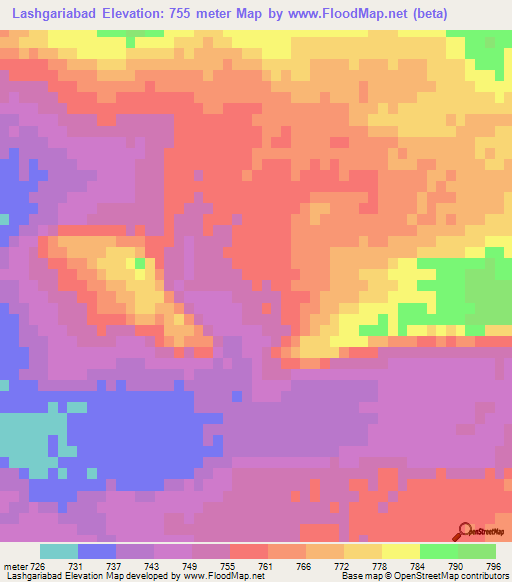 Lashgariabad,Iran Elevation Map