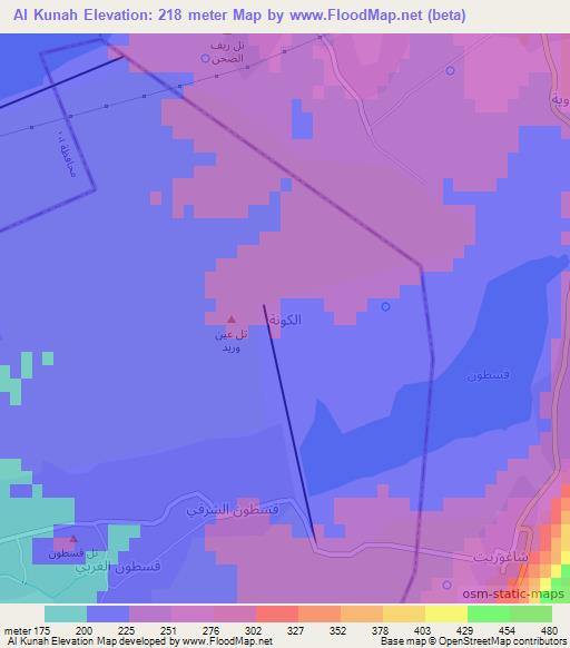 Al Kunah,Syria Elevation Map