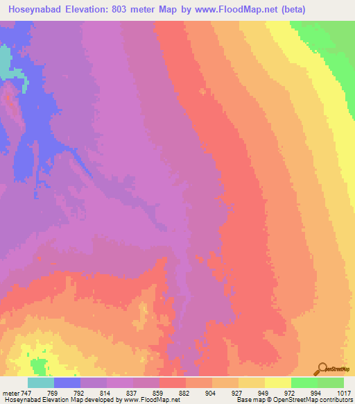 Hoseynabad,Iran Elevation Map