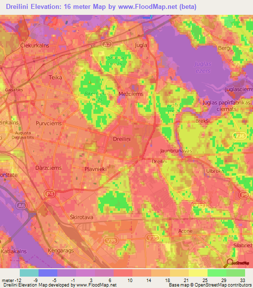 Dreilini,Latvia Elevation Map