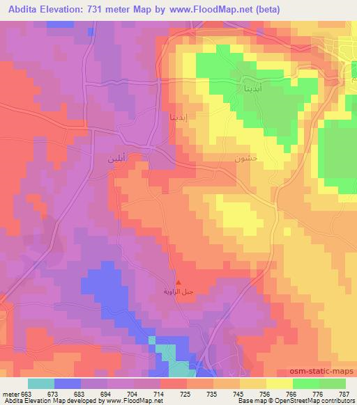 Abdita,Syria Elevation Map