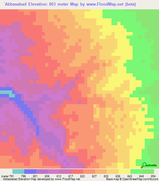 `Abbasabad,Iran Elevation Map
