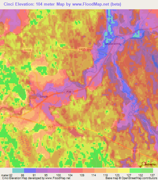 Cinci,Latvia Elevation Map