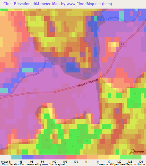 Cinci,Latvia Elevation Map