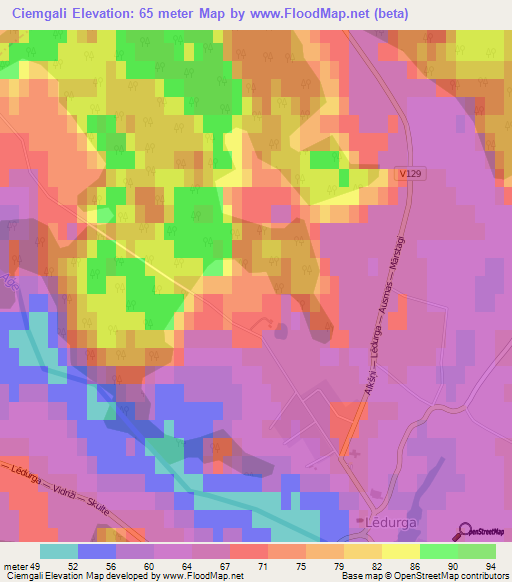 Ciemgali,Latvia Elevation Map