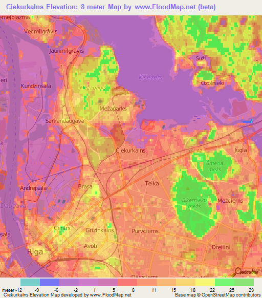 Ciekurkalns,Latvia Elevation Map