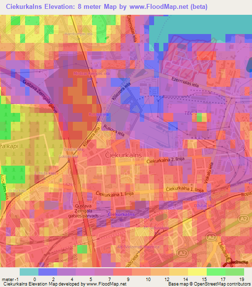 Ciekurkalns,Latvia Elevation Map