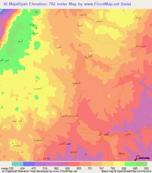 Al Majalliyah,Syria Elevation Map