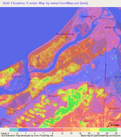 Bulli,Latvia Elevation Map