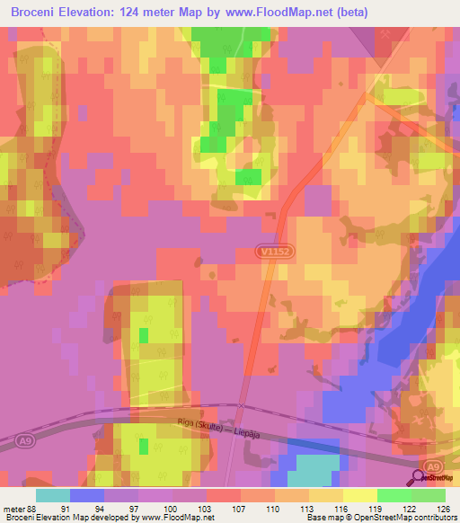 Broceni,Latvia Elevation Map
