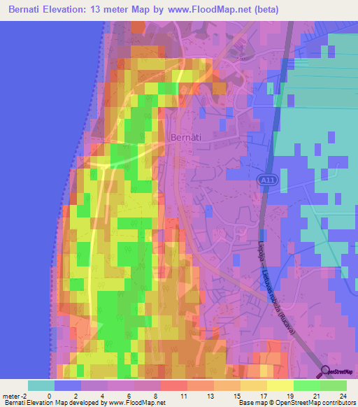 Bernati,Latvia Elevation Map