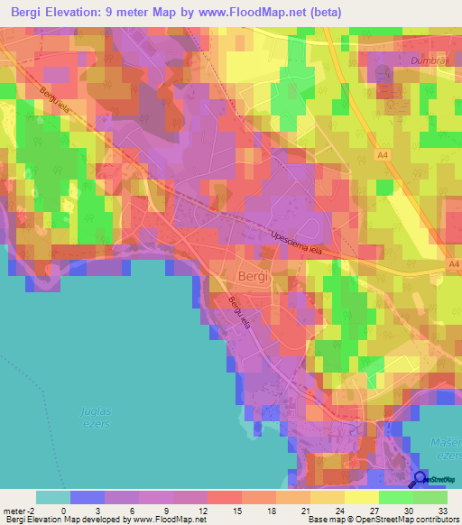Bergi,Latvia Elevation Map