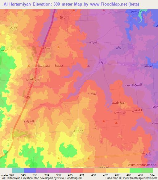 Al Hartamiyah,Syria Elevation Map
