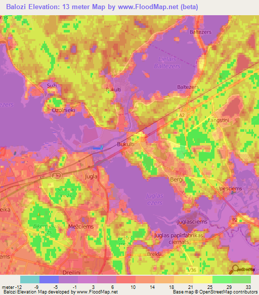 Balozi,Latvia Elevation Map