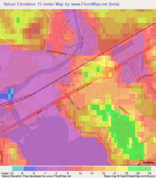 Balozi,Latvia Elevation Map