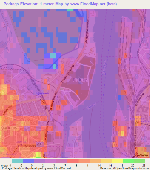 Podrags,Latvia Elevation Map