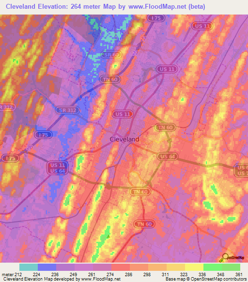 Cleveland,US Elevation Map