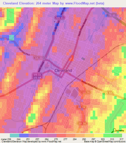 Cleveland,US Elevation Map