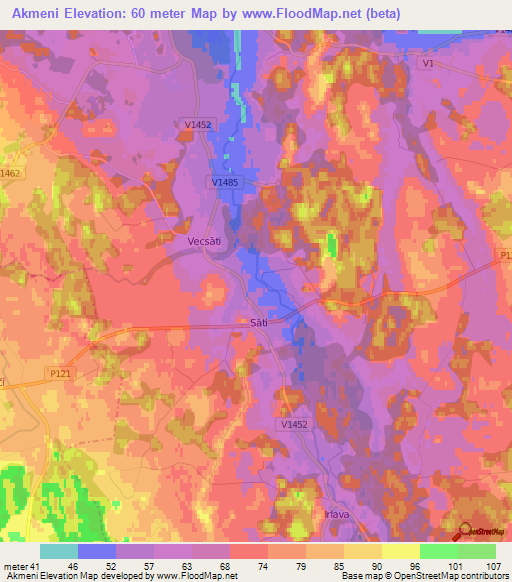 Akmeni,Latvia Elevation Map