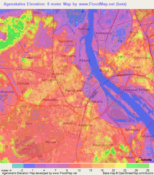 Agenskalns,Latvia Elevation Map